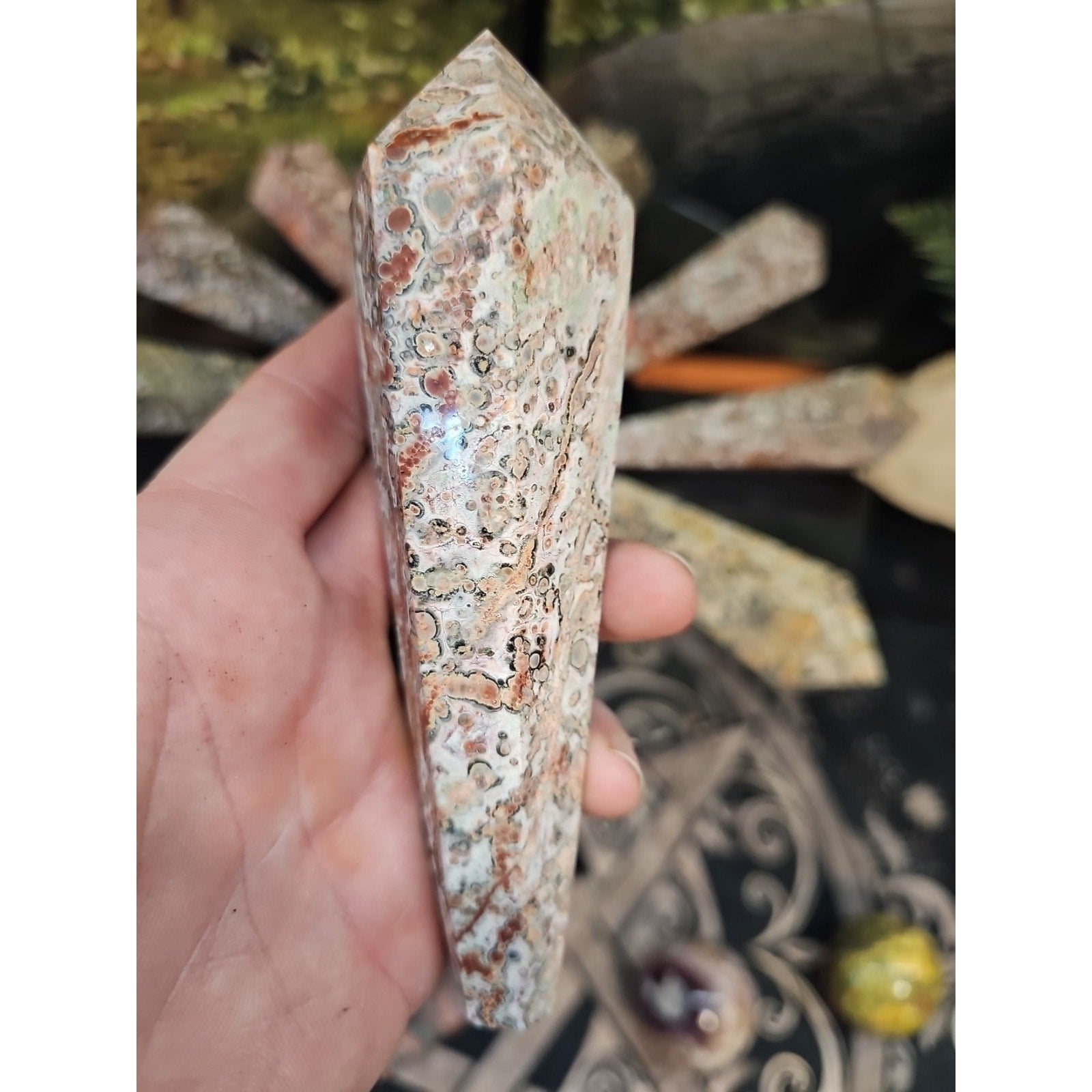 Natural Leopard Skin Jasper Crystal Scepter .40 Avg | Crystal Points & Towers | Wiccan Center