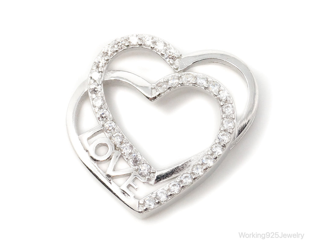 Vintage Open Heart Cubic Zirconia Sterling Silver Necklace Pendant | Jewelry > Necklaces > Pendants | Wiccan Center