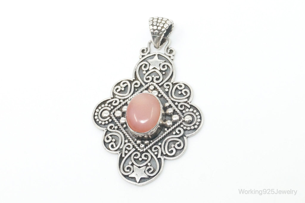 Vintage Pink Gemstone Bali Style Sterling Silver Dangle Pendant | Jewelry > Necklaces > Pendants | Wiccan Center