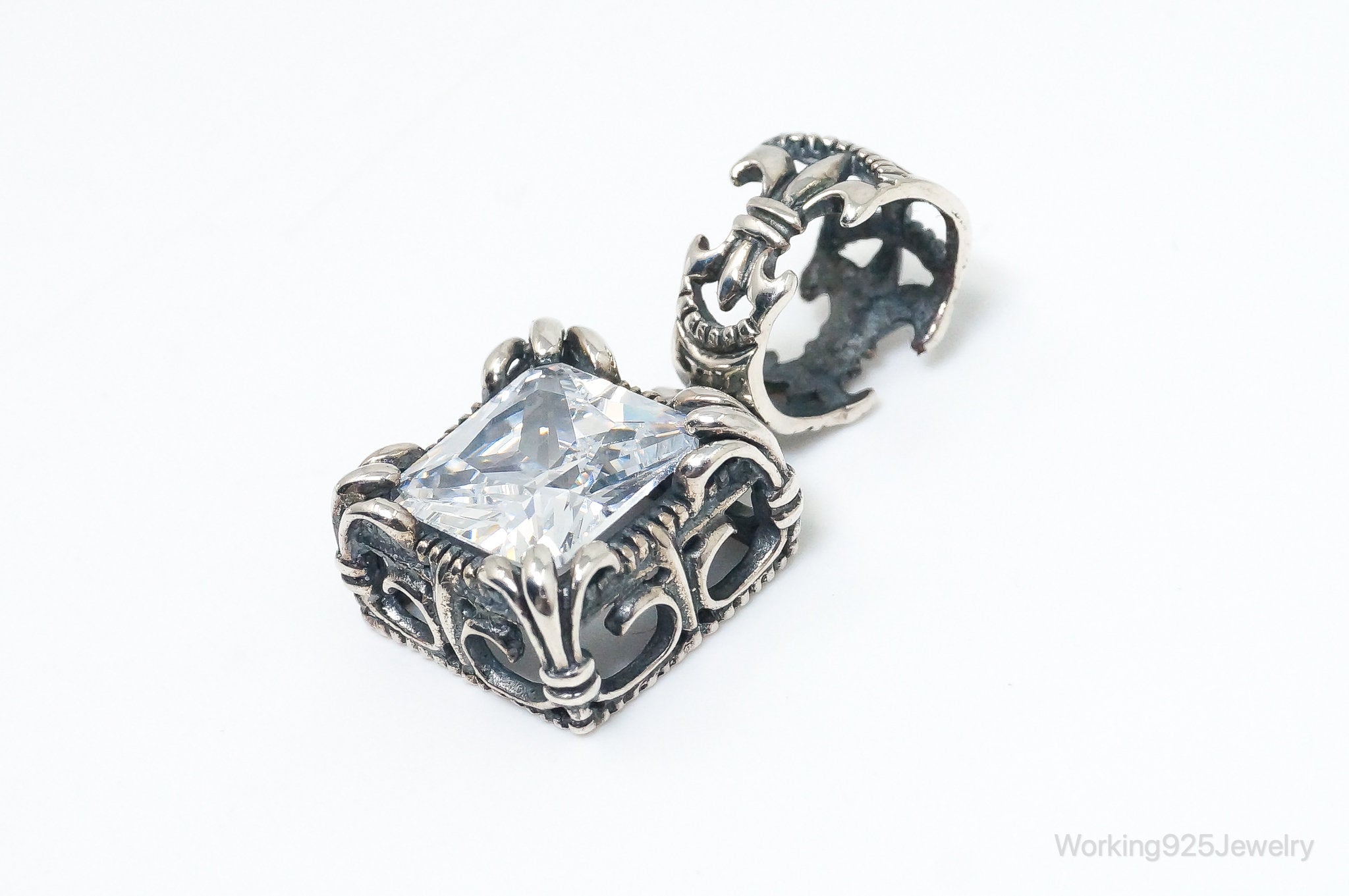 Vintage Designer Silpada "Uptown" CZ Sterling Silver Scroll Necklace Pendant | Jewelry > Necklaces > Pendants | Wiccan Center