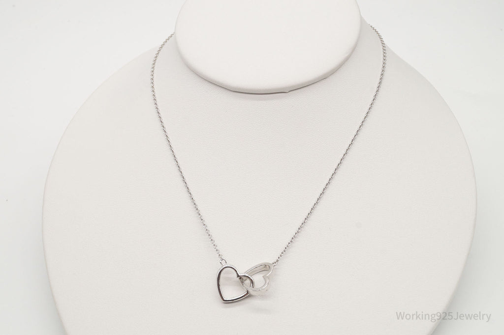 Vintage Designer FZN Linked Hearts Sterling Silver Necklace | Jewelry > Necklaces > Pendants | Wiccan Center