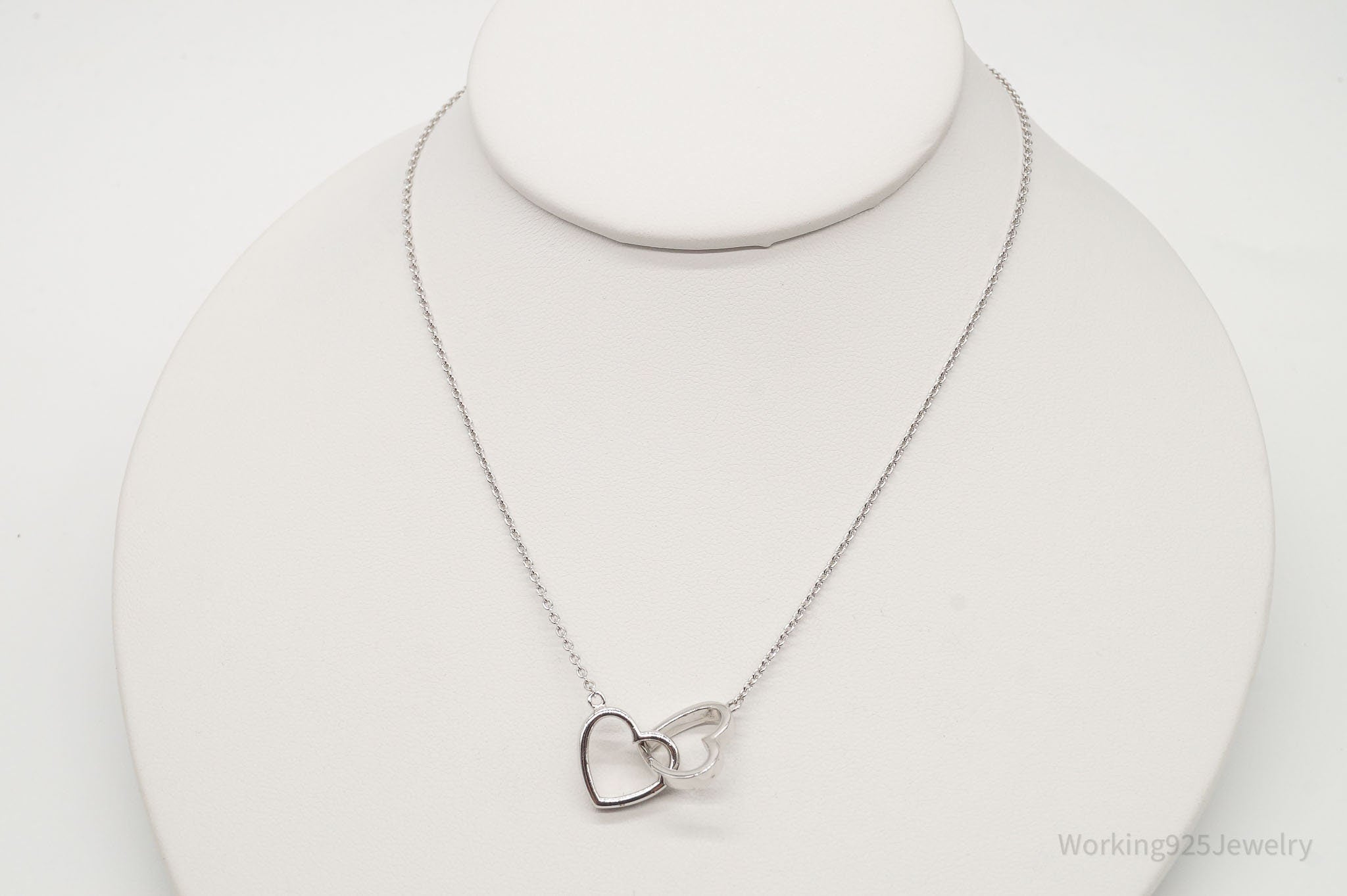 Vintage Designer FZN Linked Hearts Sterling Silver Necklace | Jewelry > Necklaces > Pendants | Wiccan Center
