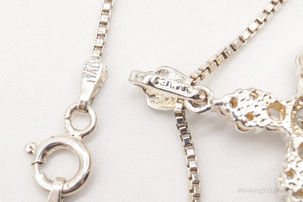 Vintage Cubic Zirconia Cross Sterling Silver Necklace | Jewelry > Necklaces > Pendants | Wiccan Center