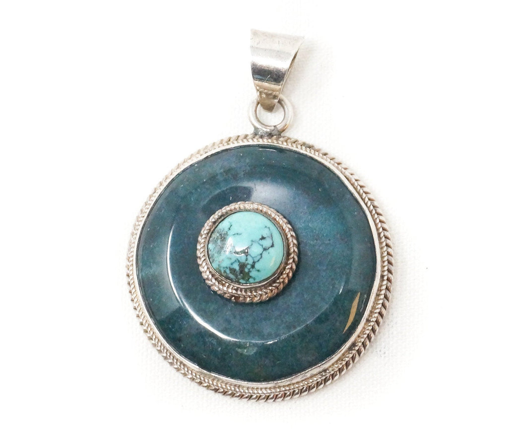 Vintage Southwest Style Turquoise Sterling Silver Necklace Pendant | Jewelry > Necklaces > Pendants | Wiccan Center