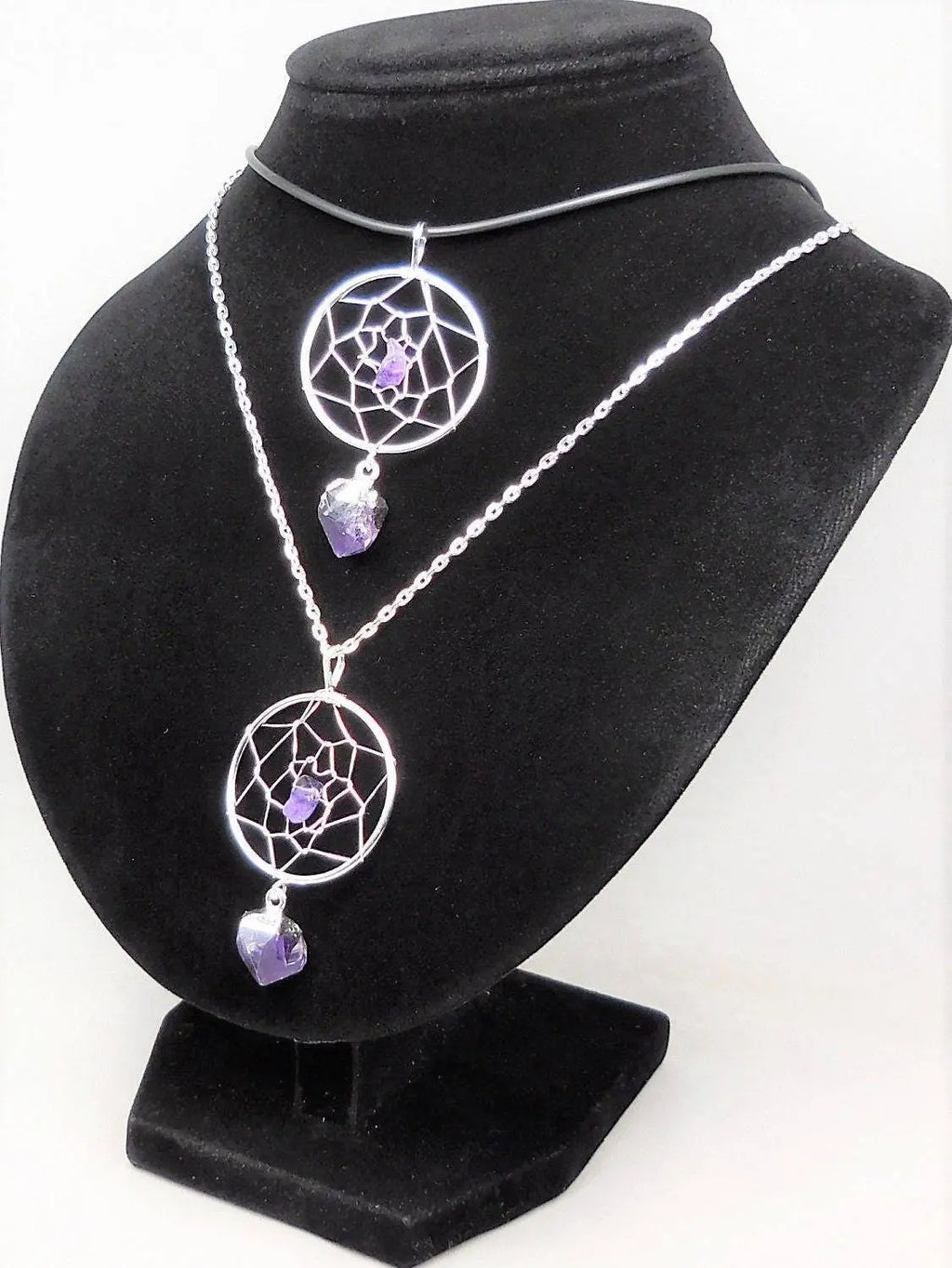 Dreamcatcher Pendant (Amethyst Crystal)(Silver Plated) Gemstone Jewelry | Craft Supplies & Tools > Beads, Gems & Cabochons > Charms & Pendants > Pendants | Wiccan Center