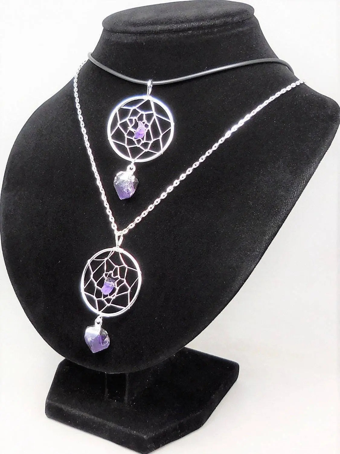 Dreamcatcher Pendant (Amethyst Crystal)(Silver Plated) Gemstone Jewelry | Craft Supplies & Tools > Beads, Gems & Cabochons > Charms & Pendants > Pendants | Wiccan Center