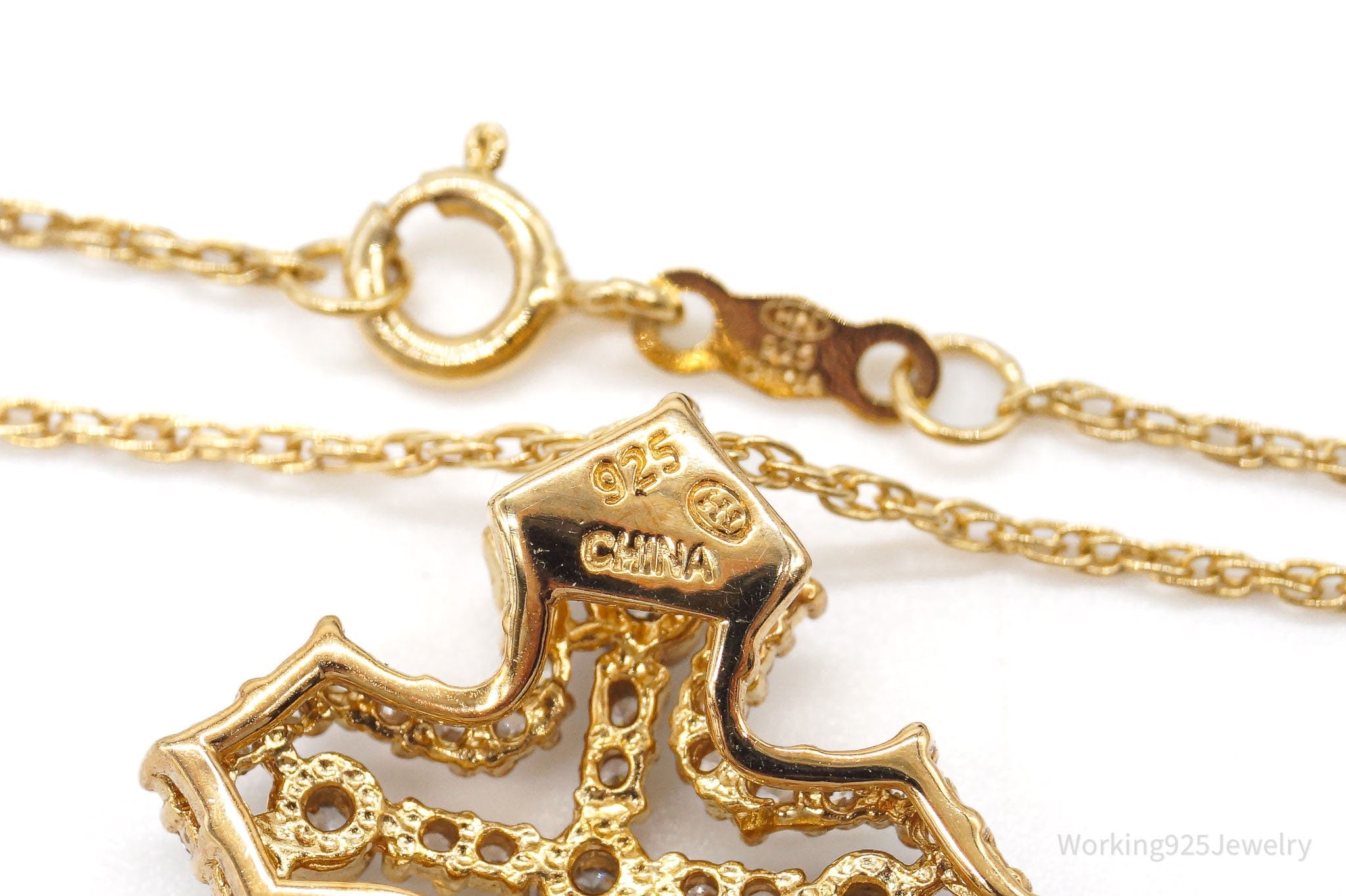 Designer Heng Ngai Cubic Zirconia Gold Vermeil Sterling Silver Cross Necklace | Jewelry > Necklaces > Pendants | Wiccan Center