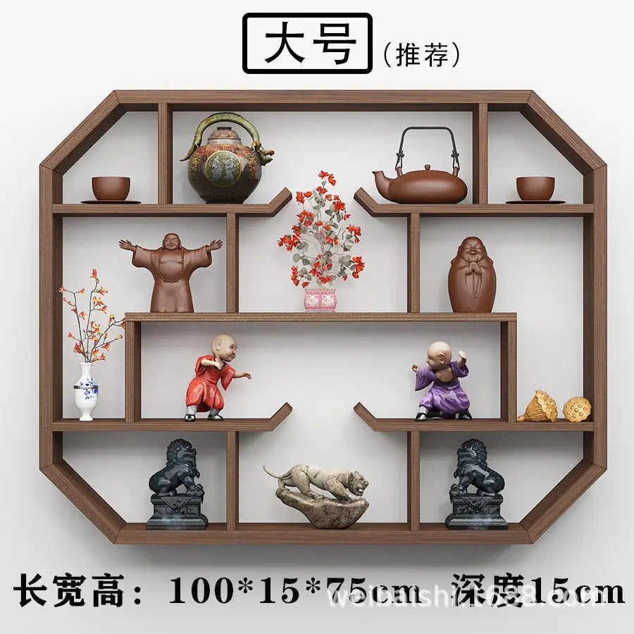 Solid Wood Duobao Bogu Display Shelf | Modern Chinese Curio Etagere | Shelving | Wiccan Center
