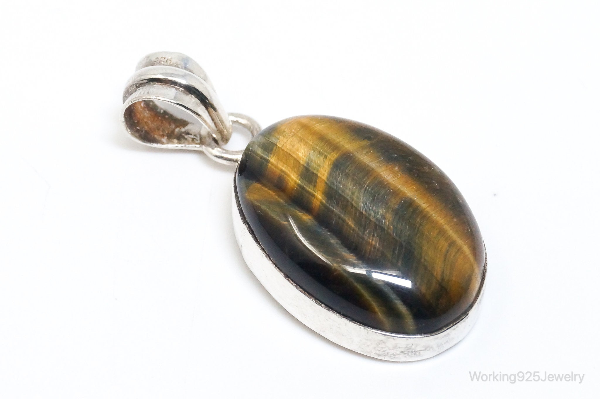 Vintage Large Tigers Eye Southwestern Style Sterling Silver Pendant | Jewelry > Necklaces > Pendants | Wiccan Center