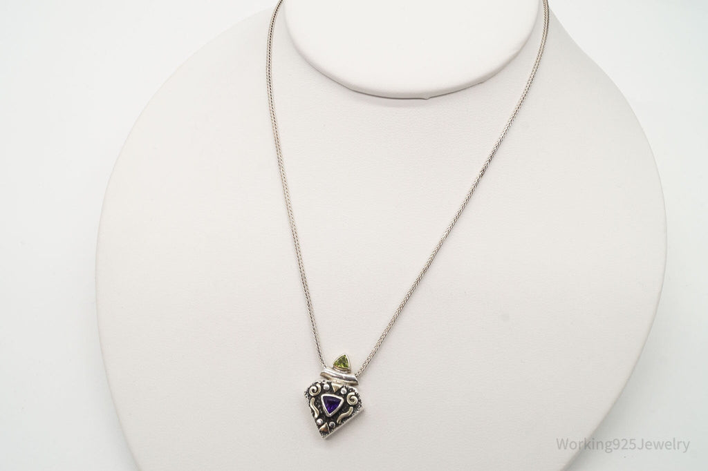 Vintage Amethyst Peridot Sterling Silver Necklace | Jewelry > Necklaces > Pendants | Wiccan Center