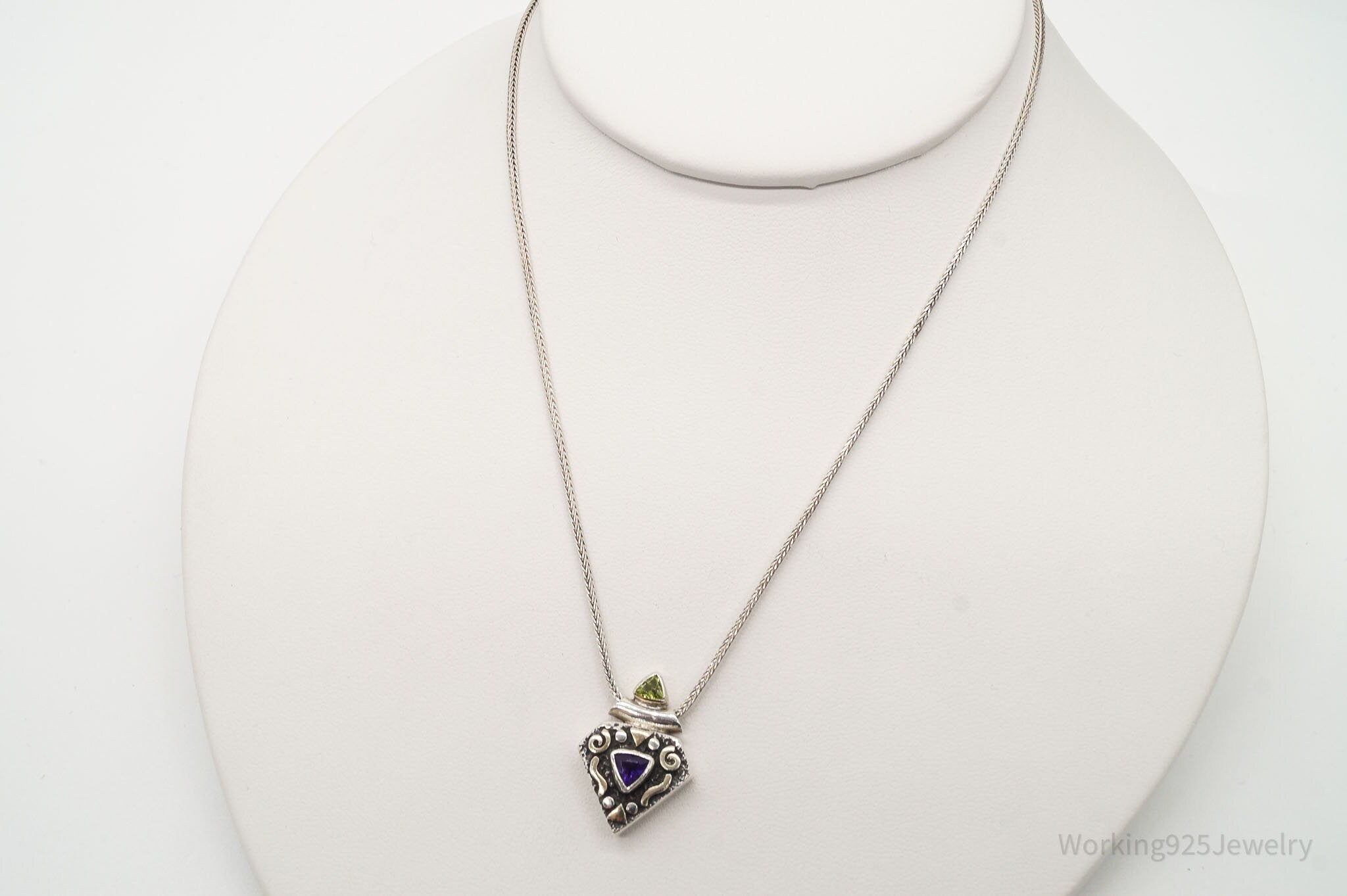 Vintage Amethyst Peridot Sterling Silver Necklace | Jewelry > Necklaces > Pendants | Wiccan Center