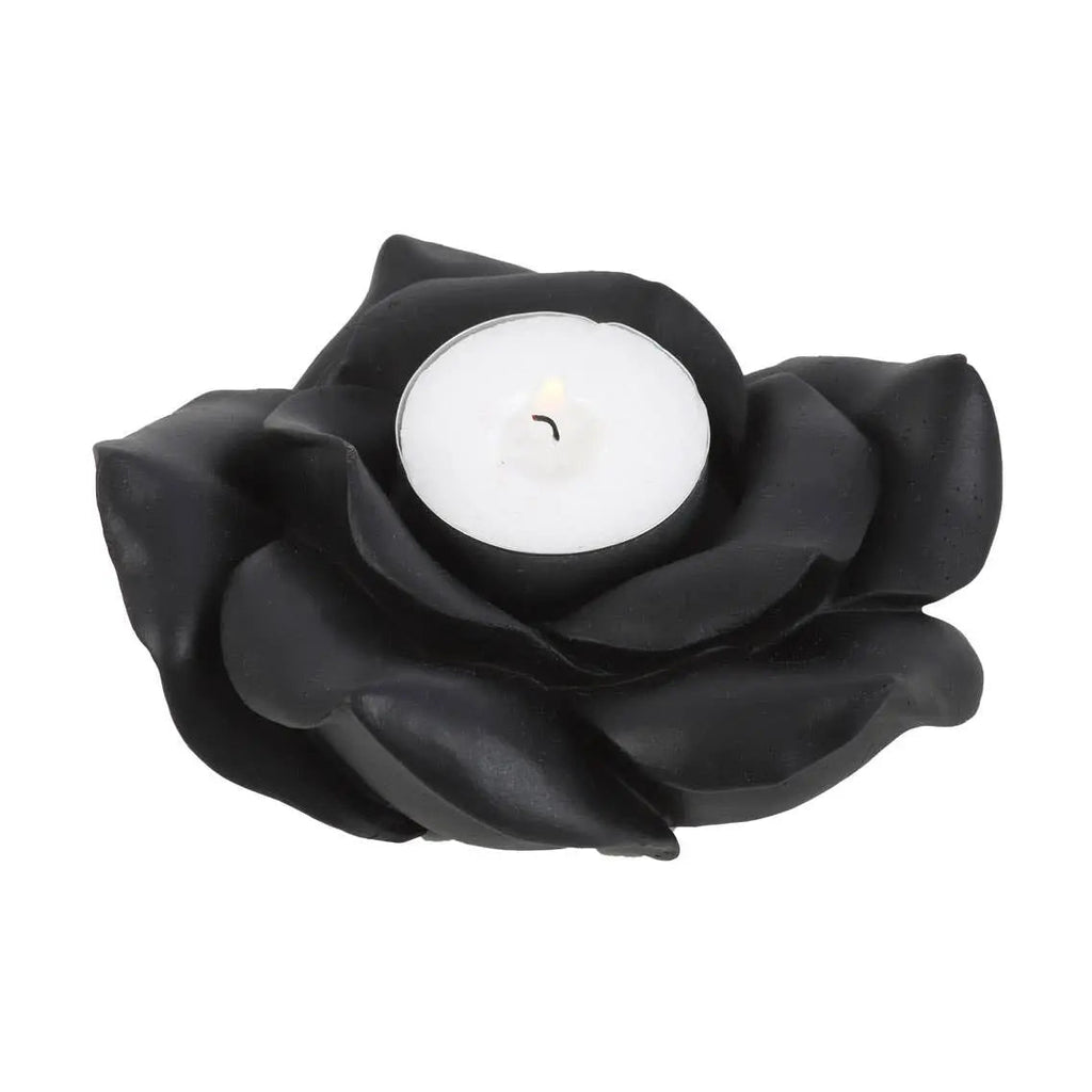 Black Rose Resin Tealight Candle Holder | | Wiccan Center