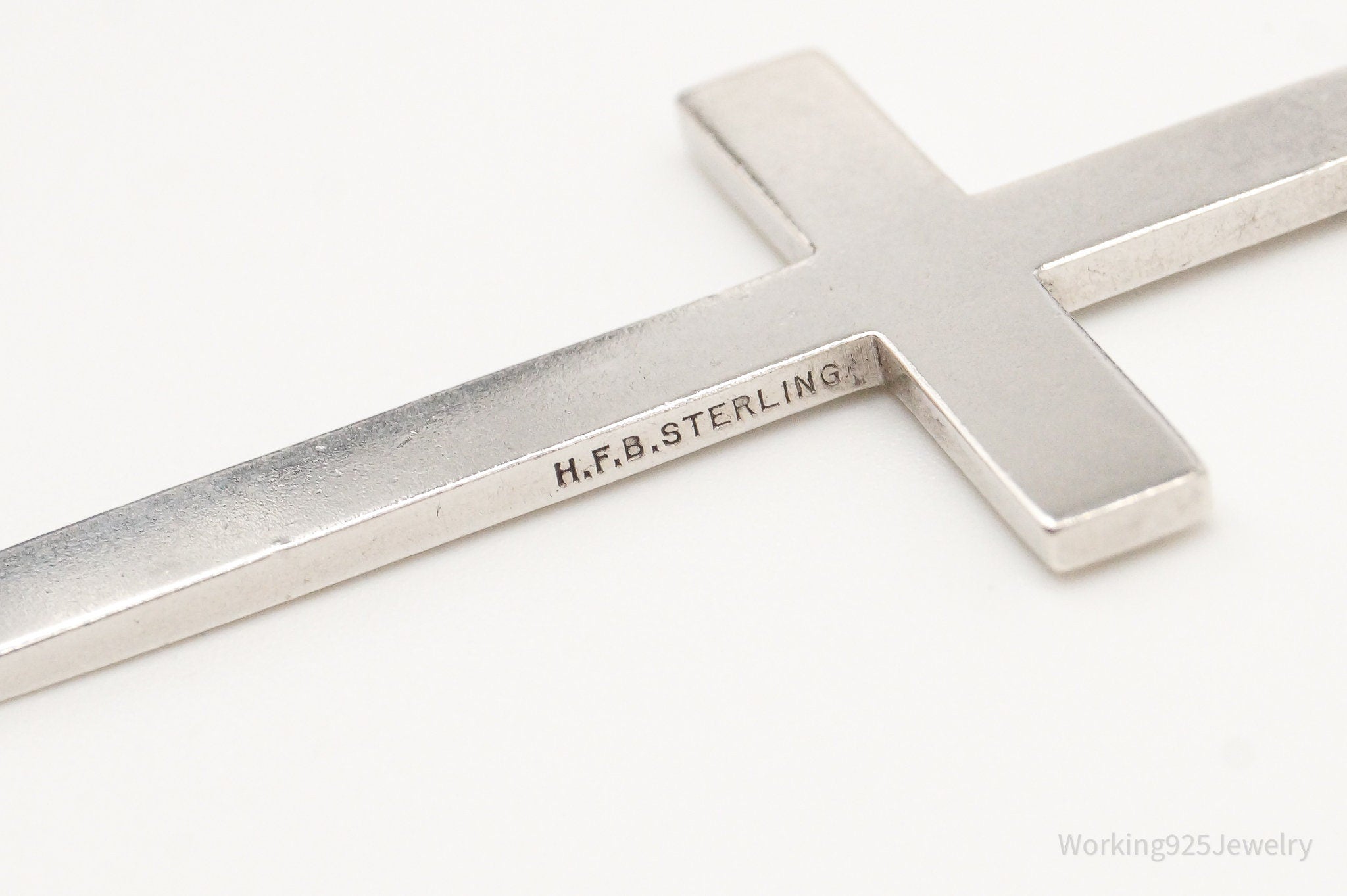 Vintage Large Designer HBF Cross Sterling Silver Necklace | Jewelry > Necklaces > Pendants | Wiccan Center