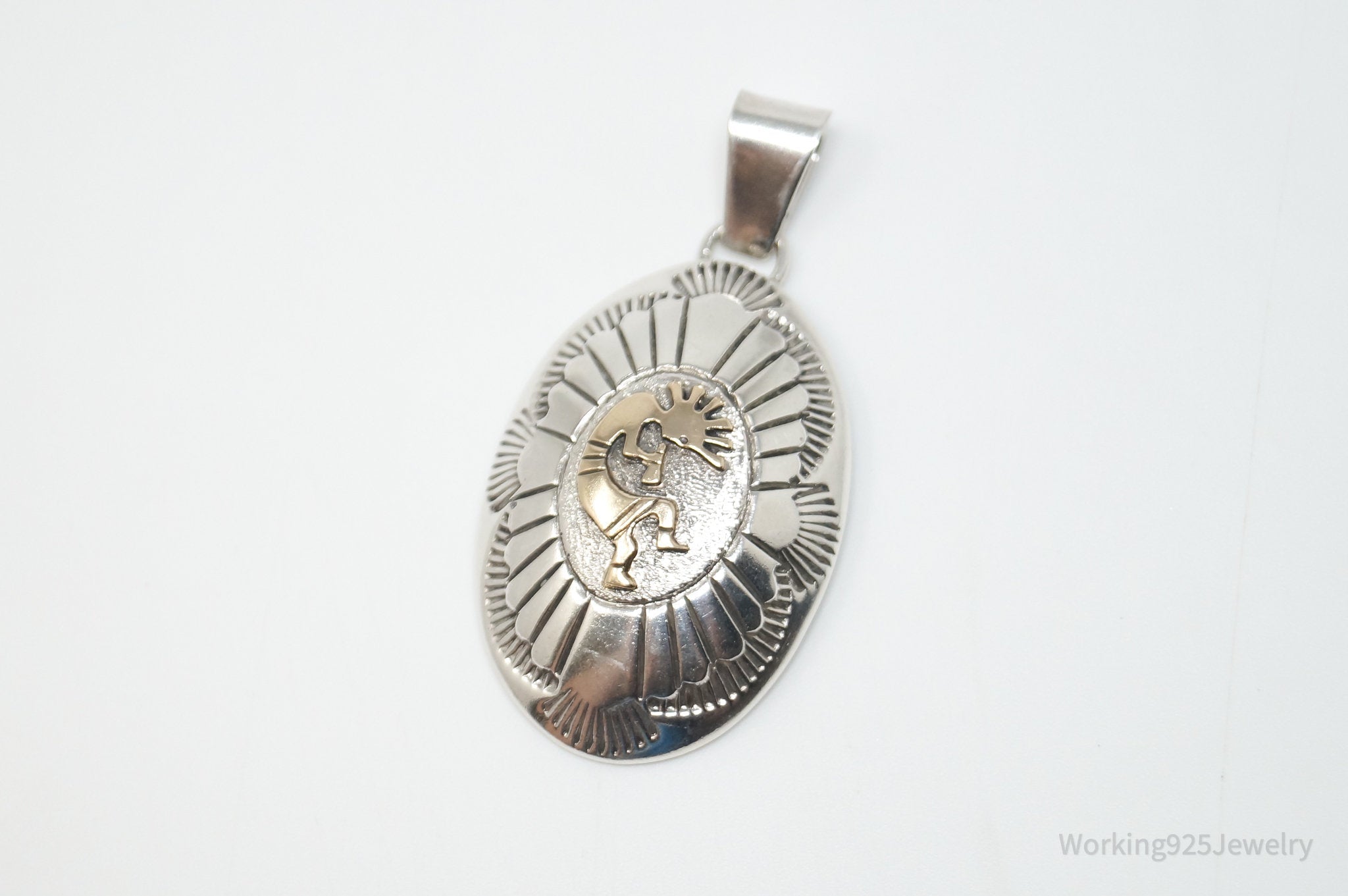Vintage Handmade Native American Sampson Gray 14K Gold Sterling Silver Pendant | Jewelry > Necklaces > Pendants | Wiccan Center