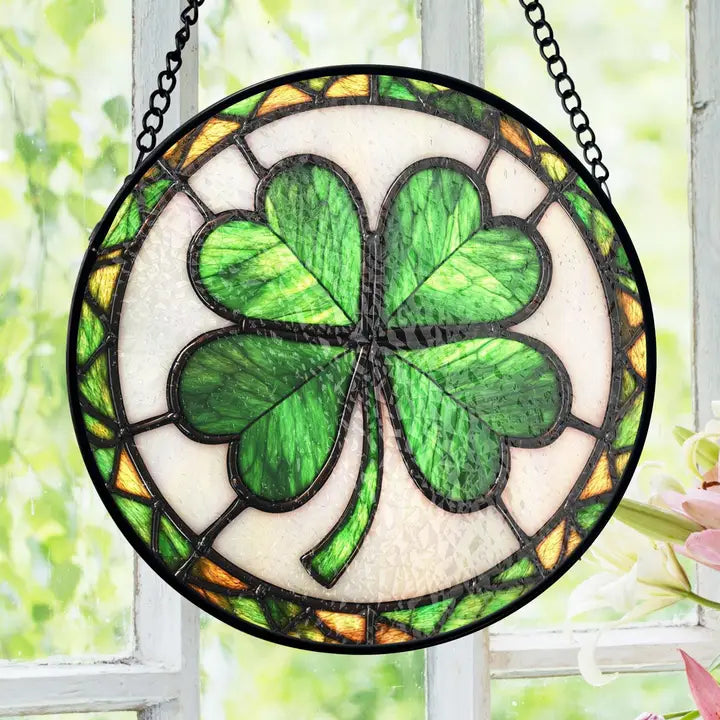 Irish Lucky Shamrock Stained Glass Gift