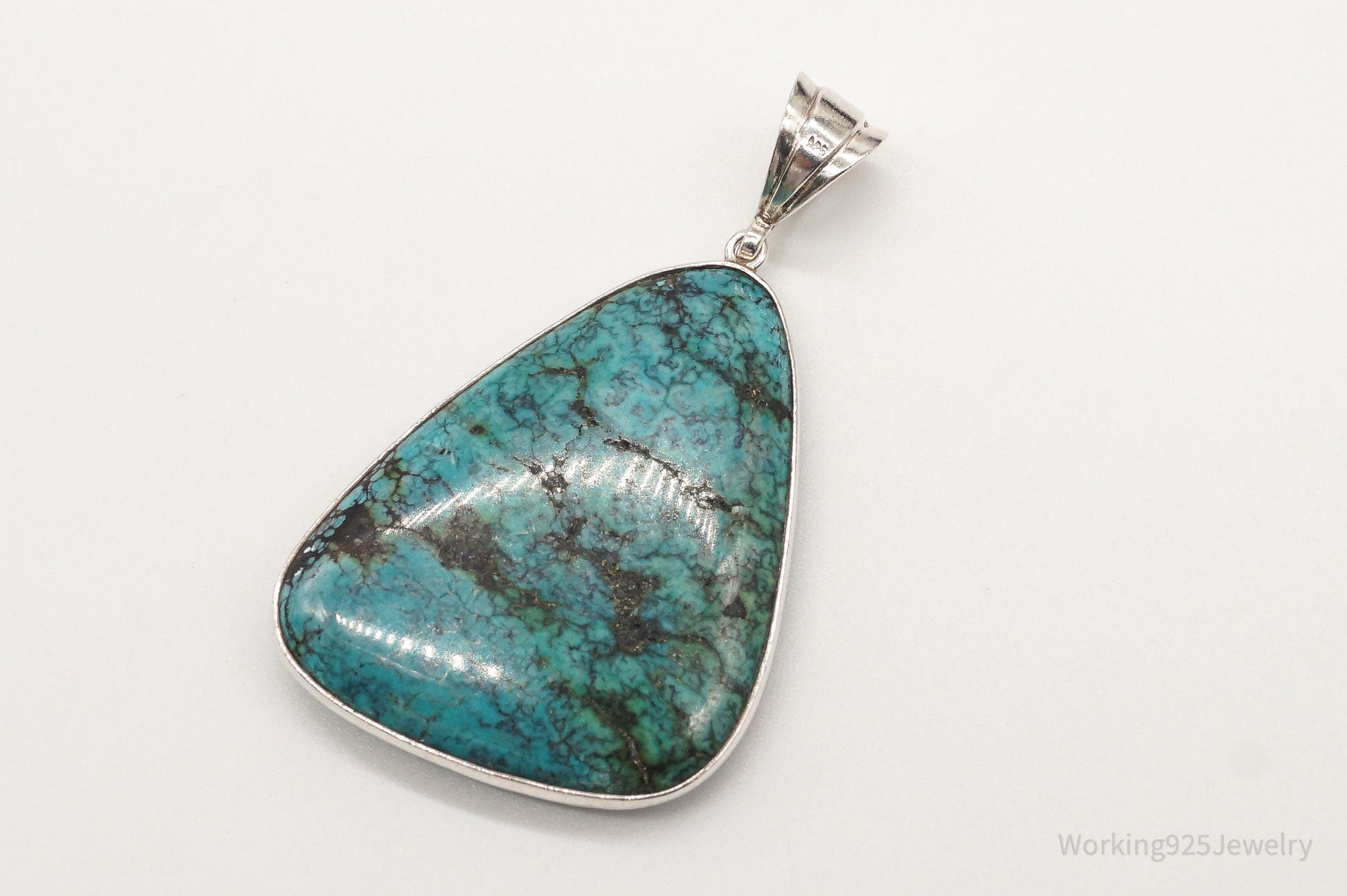 Vintage Large Turquoise Sterling Silver Necklace Pendant | Jewelry > Necklaces > Pendants | Wiccan Center