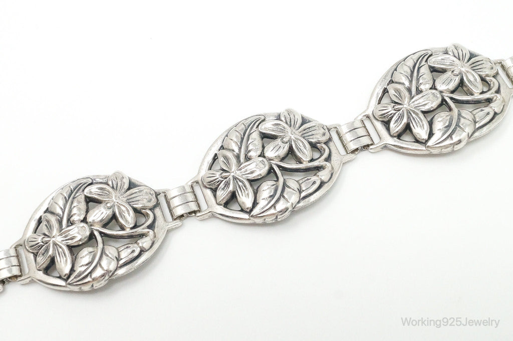 Vintage Designer Danecraft Floral Panels Sterling Silver Bracelet | Jewelry > Bracelets | Wiccan Center