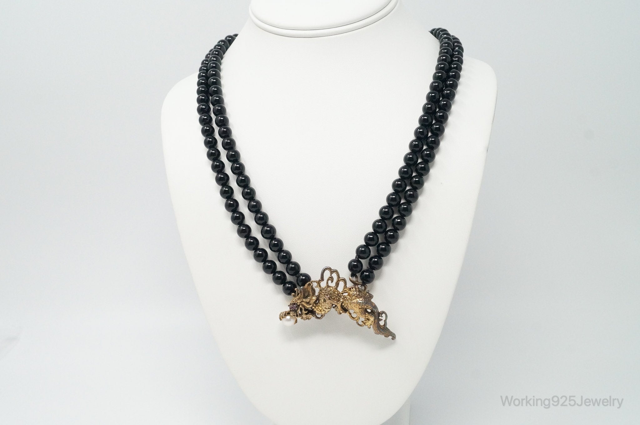 1987 Franklin Mint Year Of The Dragon Gold Vermeil Sterling Silver Pin Necklace | Jewelry > Necklaces > Pendants | Wiccan Center