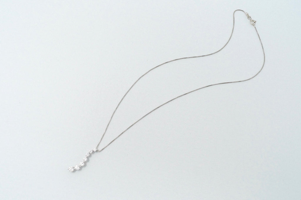 Vintage Seven Stone Simulated Diamond Swirl Sterling Silver Necklace 18" | Jewelry > Necklaces > Pendants | Wiccan Center