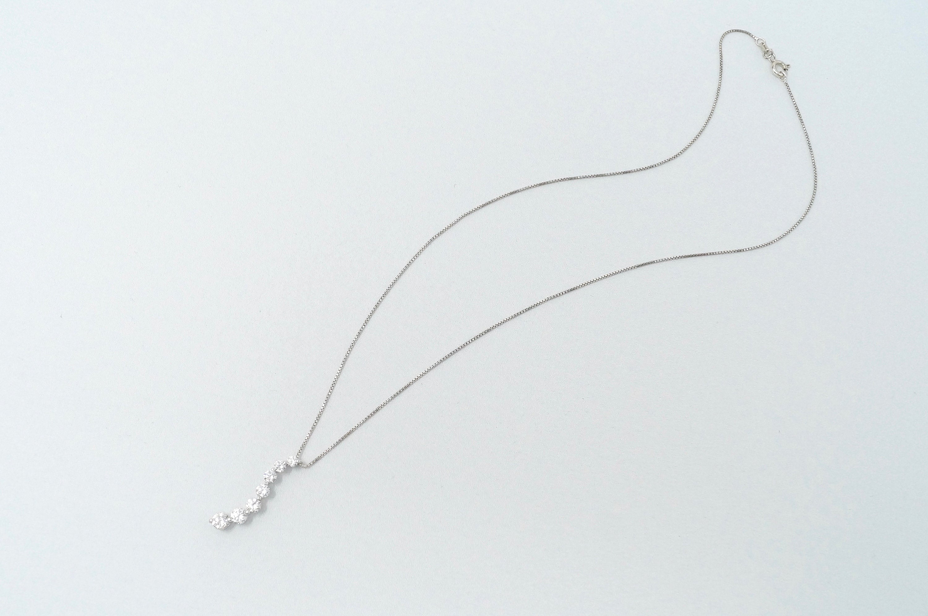 Vintage Seven Stone Simulated Diamond Swirl Sterling Silver Necklace 18" | Jewelry > Necklaces > Pendants | Wiccan Center