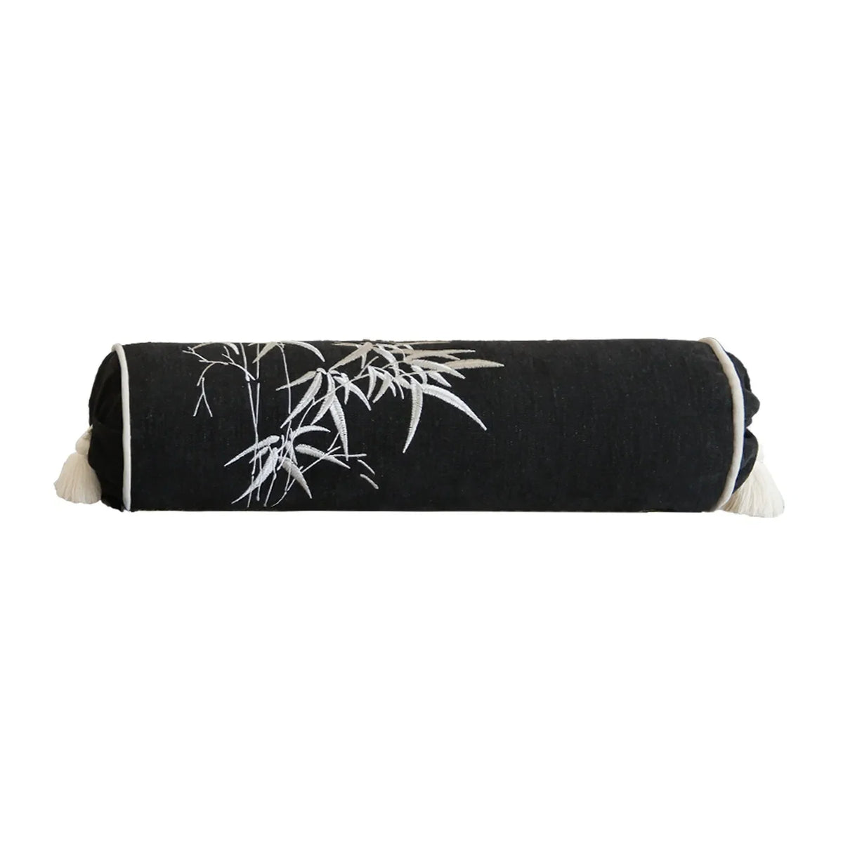 Luxury Bamboo Embroidery Cylindrical Bolster Cover (16×57cm) – Chinoiserie Neck Roll & Daybed Cushion Case | Pillowcases | Wiccan Center