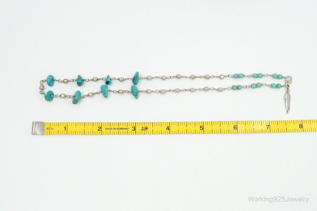 Vintage Native American Turquoise Sterling Silver Bead Necklace | Jewelry > Necklaces > Pendants | Wiccan Center