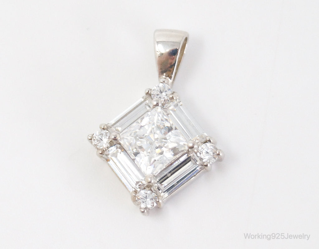 Vintage Art Deco Cubic Zirconia Sterling Silver Necklace Pendant | Jewelry > Necklaces > Pendants | Wiccan Center