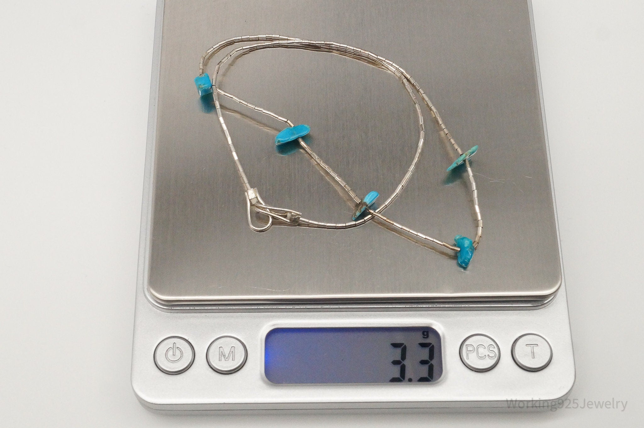 Vintage Native American Unsigned Turquoise Silver Bead Necklace | Jewelry > Necklaces > Pendants | Wiccan Center