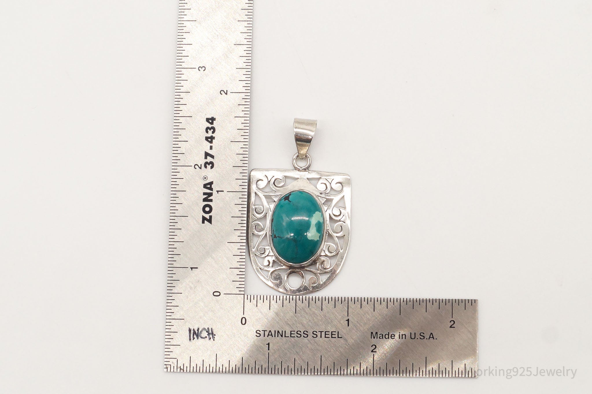 Vintage Large Turquoise Sterling Silver Necklace Pendant | Jewelry > Necklaces > Pendants | Wiccan Center