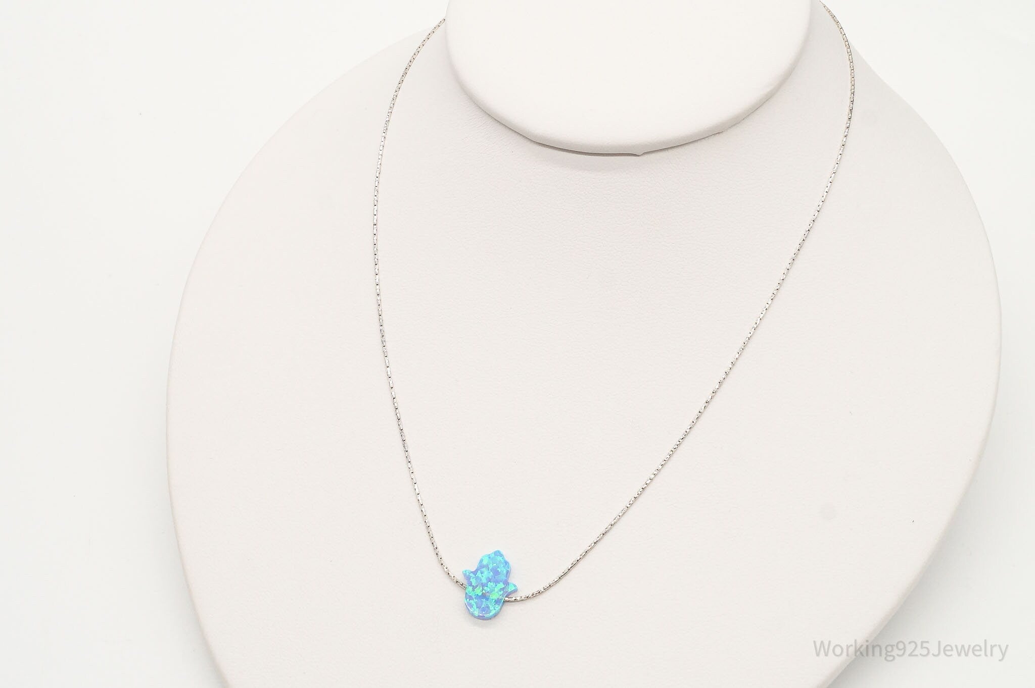 Vintage Blue Opal Hamsa Hand Sterling Silver Necklace | Jewelry > Necklaces > Pendants | Wiccan Center