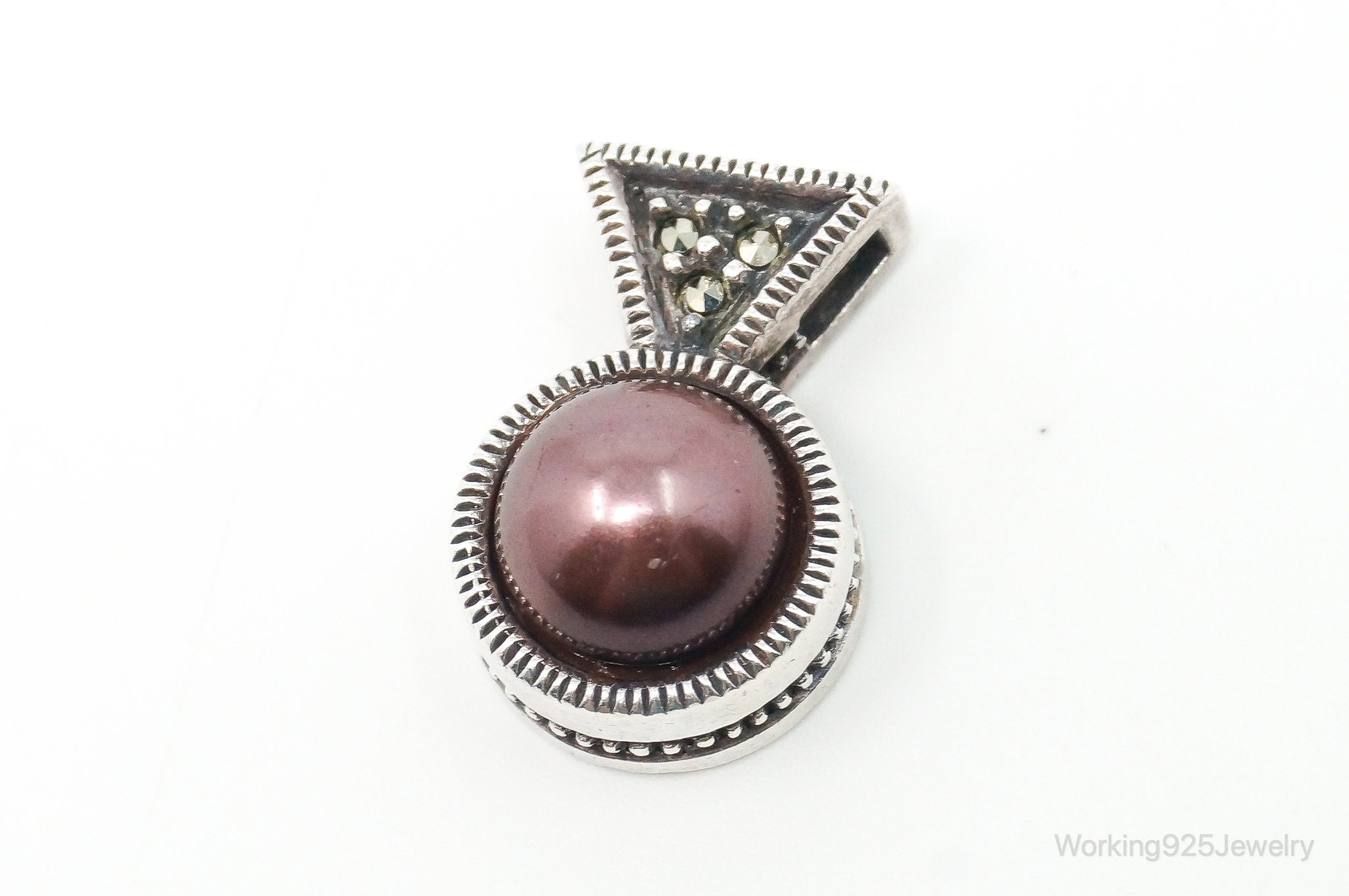 Vintage Designer Judith Jack Pearl Marcasite Sterling Silver Pendant | Jewelry > Necklaces > Pendants | Wiccan Center