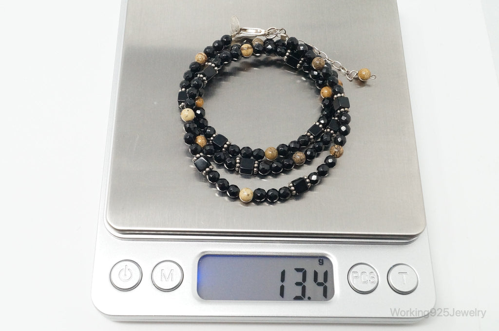 Designer SAJEN Black Onyx Jasper Beads Sterling Silver Necklace | Jewelry > Necklaces > Pendants | Wiccan Center