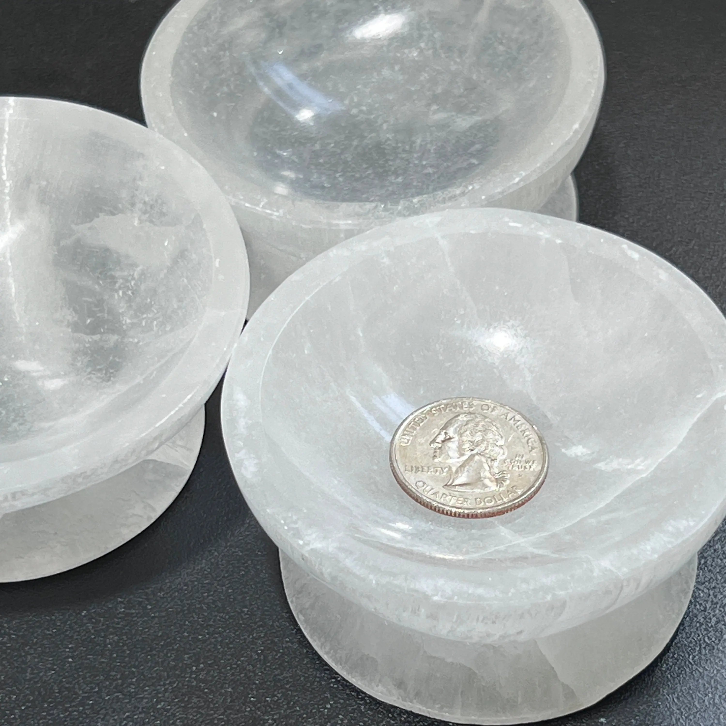 Selenite Satin Spar Crystal Bowl with Pedestal Carving | Home & Living > Kitchen & Dining > Dining & Serving > Bowls | Wiccan Center