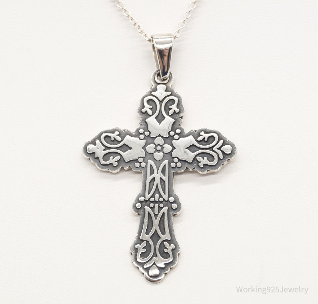 Vintage Large Mexico Artisan CII Cross Sterling Silver Necklace | Jewelry > Necklaces > Pendants | Wiccan Center