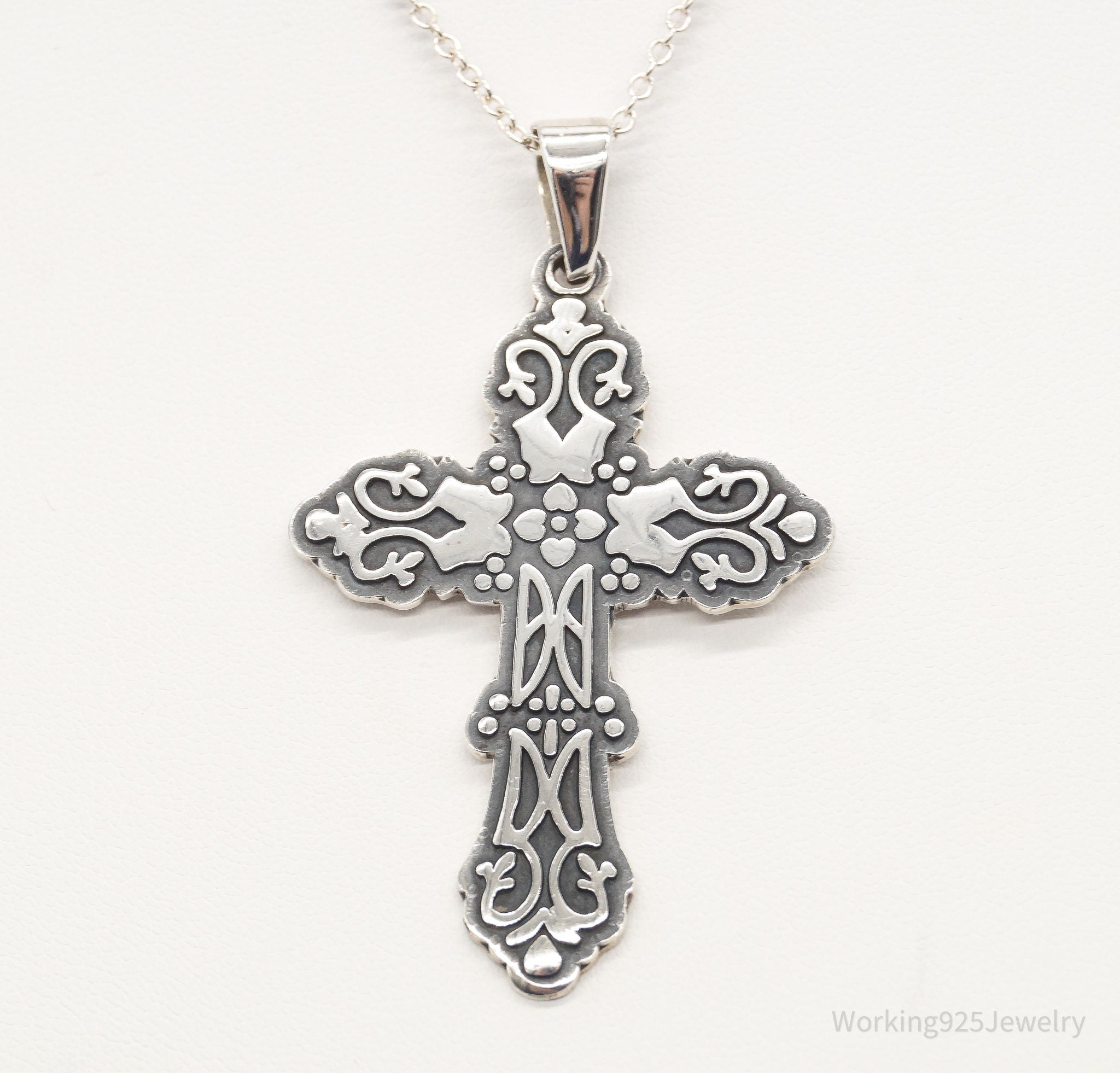 Vintage Large Mexico Artisan CII Cross Sterling Silver Necklace | Jewelry > Necklaces > Pendants | Wiccan Center