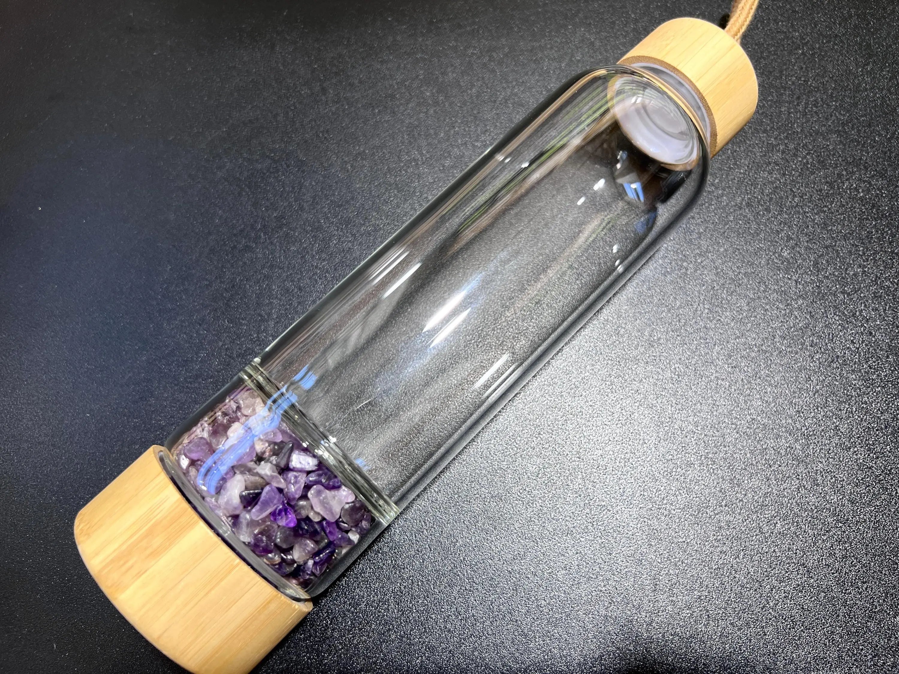 Crystal Infused Glass Water Bottle (Interchangeable Base) Gemstone Infuser | Home & Living > Kitchen & Dining > Drink & Barware > Drinkware > Water Bottles | Wiccan Center