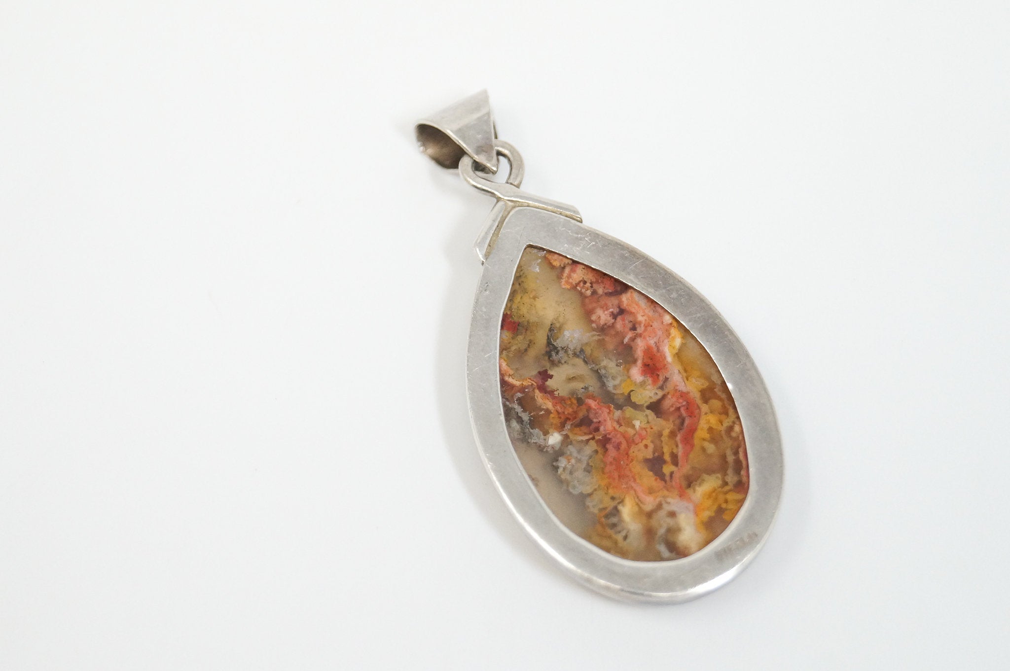 Vintage Plume Agate Sterling Silver Necklace Pendant | Jewelry > Necklaces > Pendants | Wiccan Center