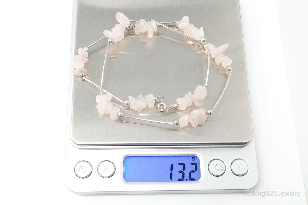 Vintage Rose Quartz Bead Sterling Silver Necklace | Jewelry > Necklaces > Pendants | Wiccan Center