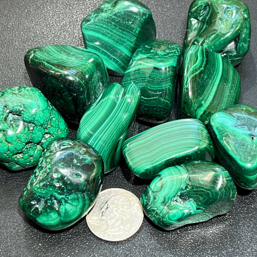 Large Extra Quality Premium Malachite Tumbled Stones (By The Piece or Pound) | Home & Living > Home Decor > Home Accents > Rocks & Geodes | Wiccan Center