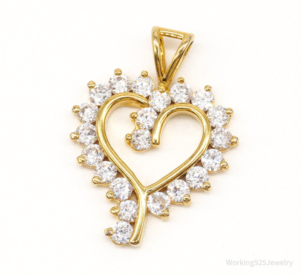 Vintage Cubic Zirconia Gold Vermeil Sterling Silver Heart Pendant | Jewelry > Necklaces > Pendants | Wiccan Center