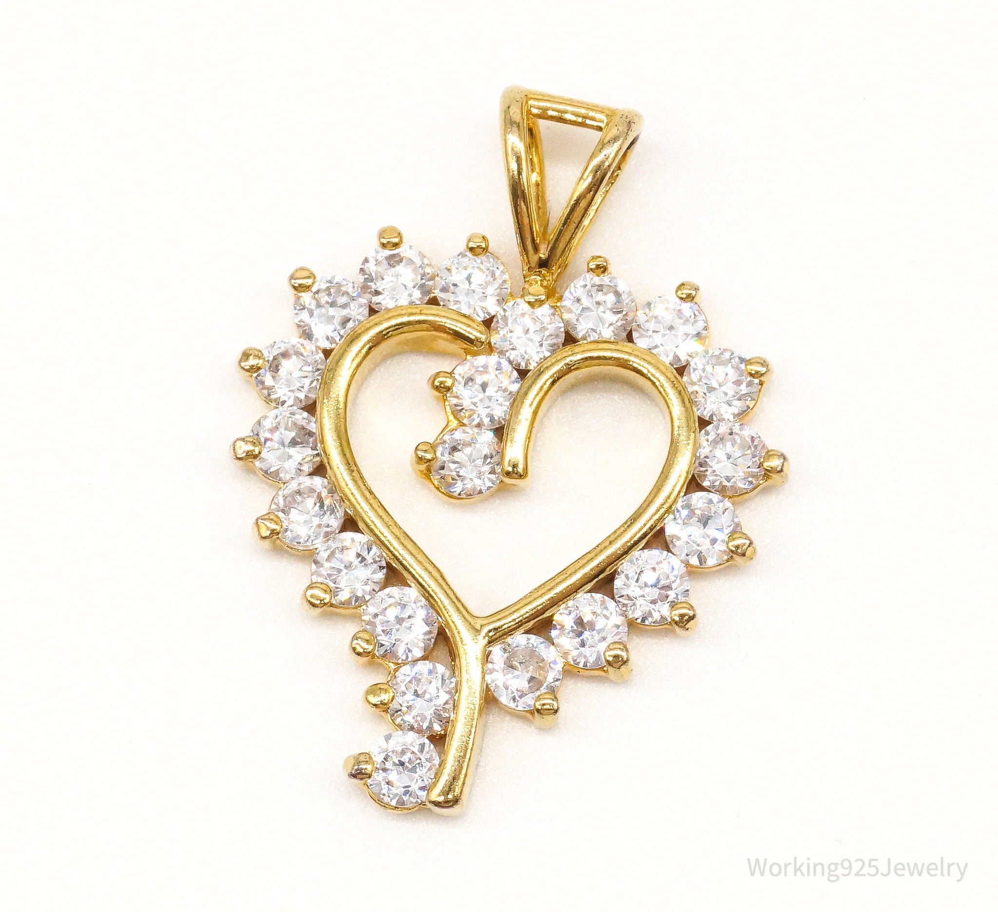 Vintage Cubic Zirconia Gold Vermeil Sterling Silver Heart Pendant | Jewelry > Necklaces > Pendants | Wiccan Center
