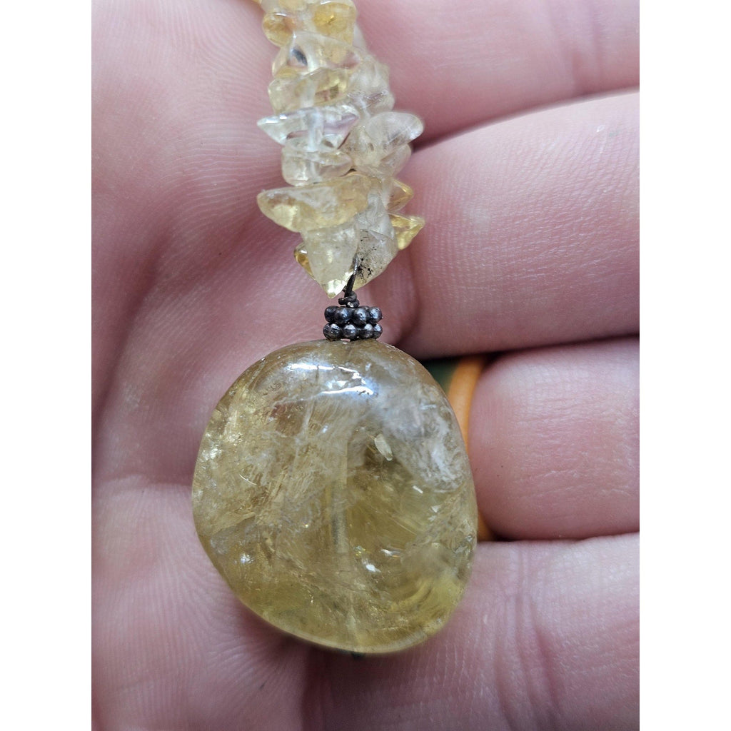 Vintage Citrine Sterling Silver Pendant Necklace - Radiant Golden Specimen | CrystalCloud Company