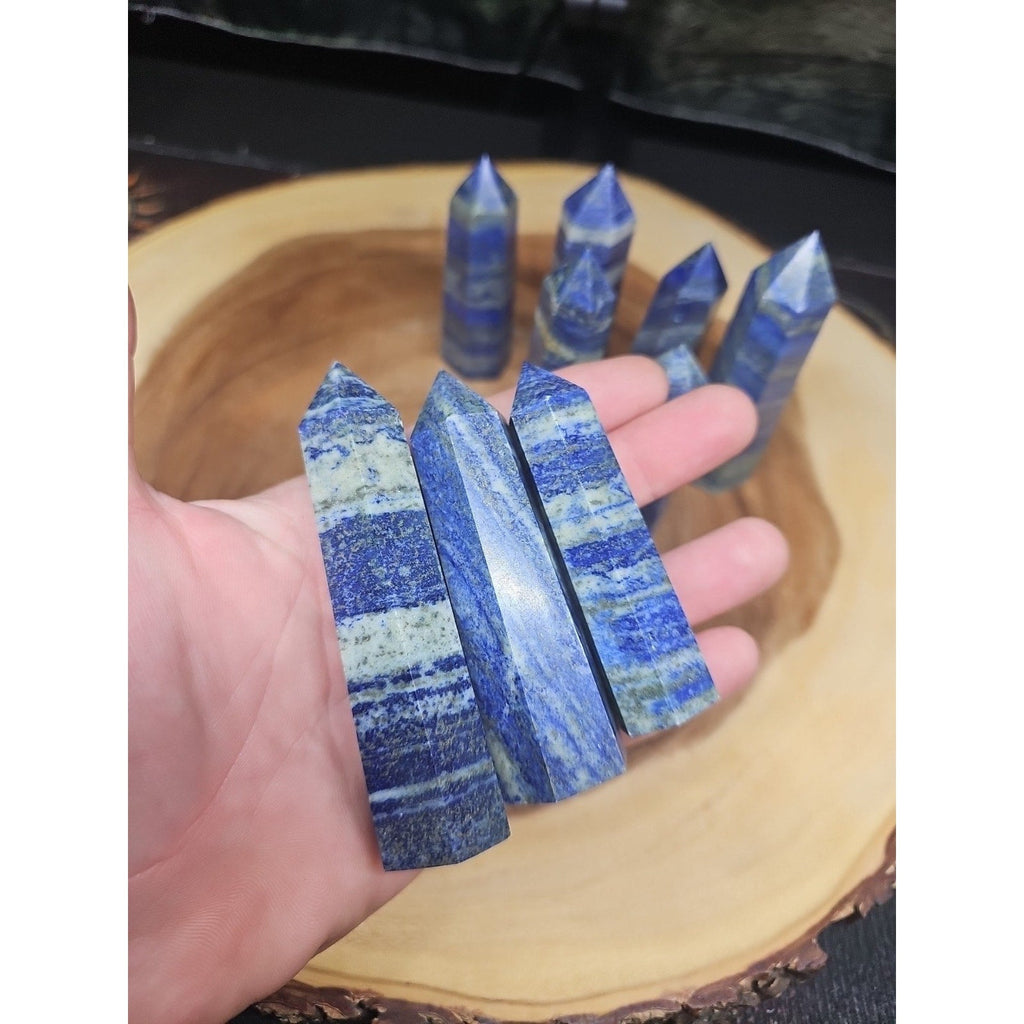 Blue Lapis Lazuli & Pyrite Crystal Tower — Rare Generator Point from Brazil | CrystalCloud Company | Crystal Points & Towers | Wiccan Center