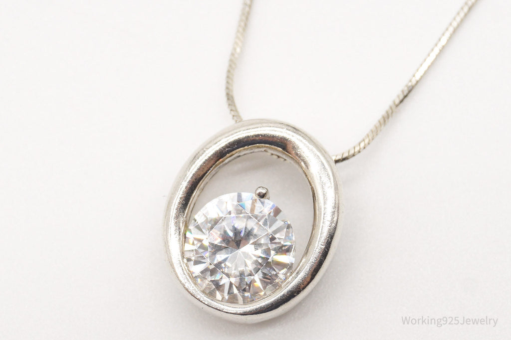Vintage Large Cubic Zirconia DQCZ Sterling Silver Necklace | Jewelry > Necklaces > Pendants | Wiccan Center