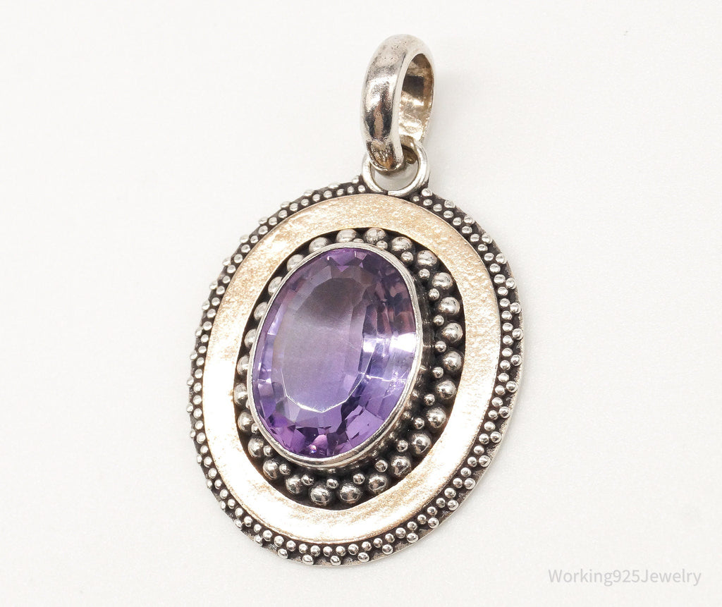 Large Vintage Amethyst Two Tone Sterling Silver Pendant | Jewelry > Necklaces > Pendants | Wiccan Center