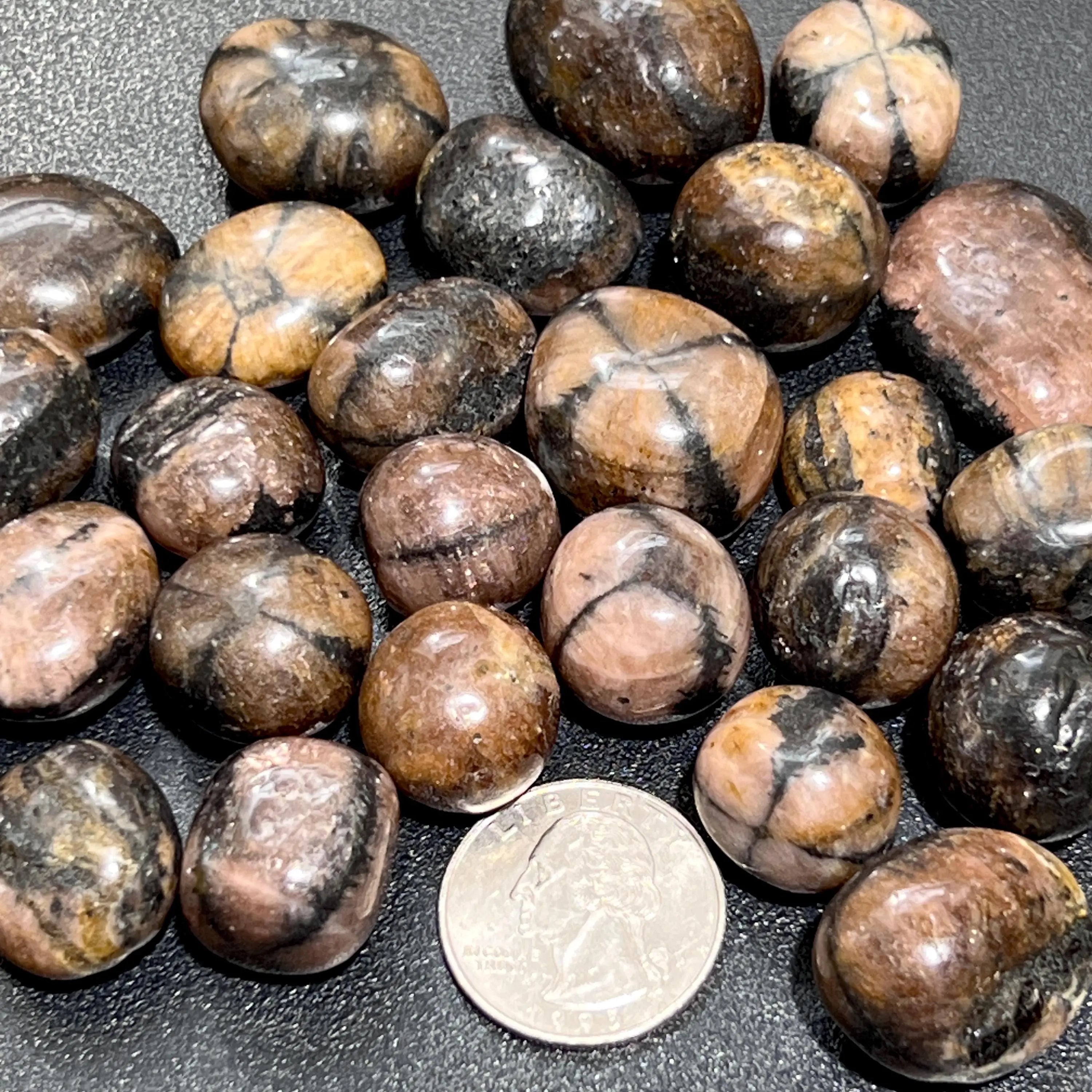 Chiastolite Mixed Quality (Fairy Cross Stone) Tumbled (By The Piece or Pound) Polished Crystals | Home & Living > Home Decor > Home Accents > Rocks & Geodes | Wiccan Center