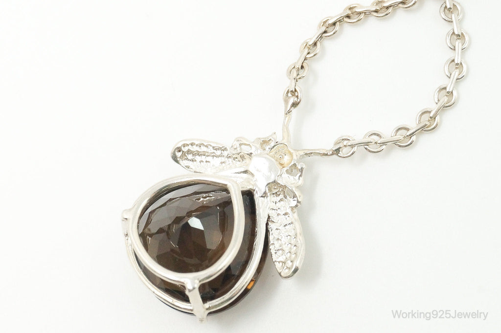 Designer Knight & Hammer Large Smoky Topaz Bee Sterling Silver Necklace | Jewelry > Necklaces > Pendants | Wiccan Center