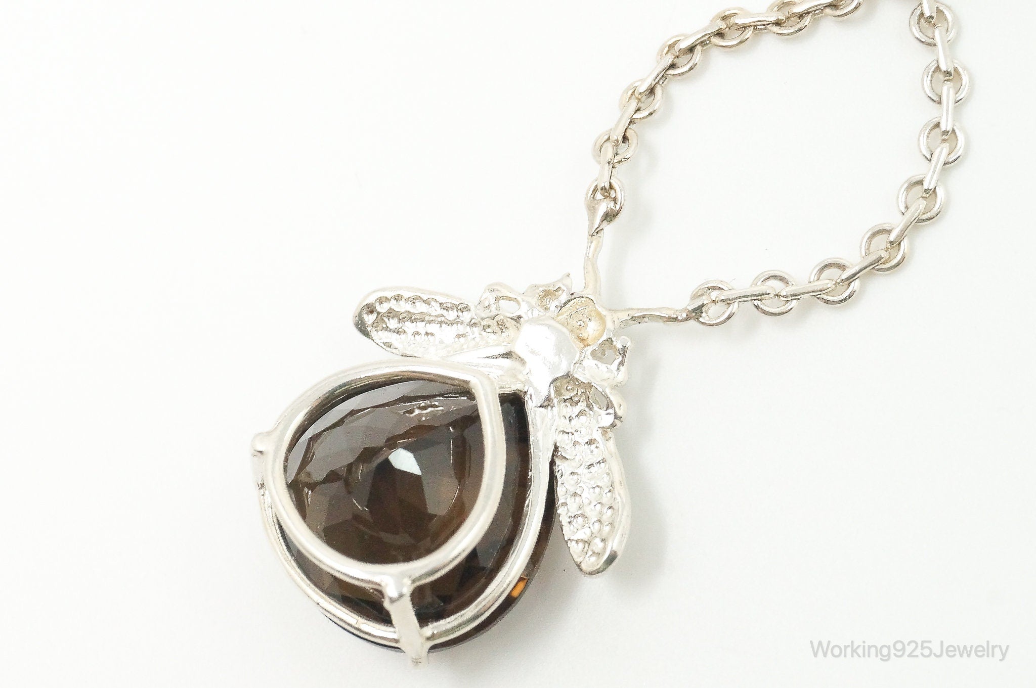 Designer Knight & Hammer Large Smoky Topaz Bee Sterling Silver Necklace | Jewelry > Necklaces > Pendants | Wiccan Center