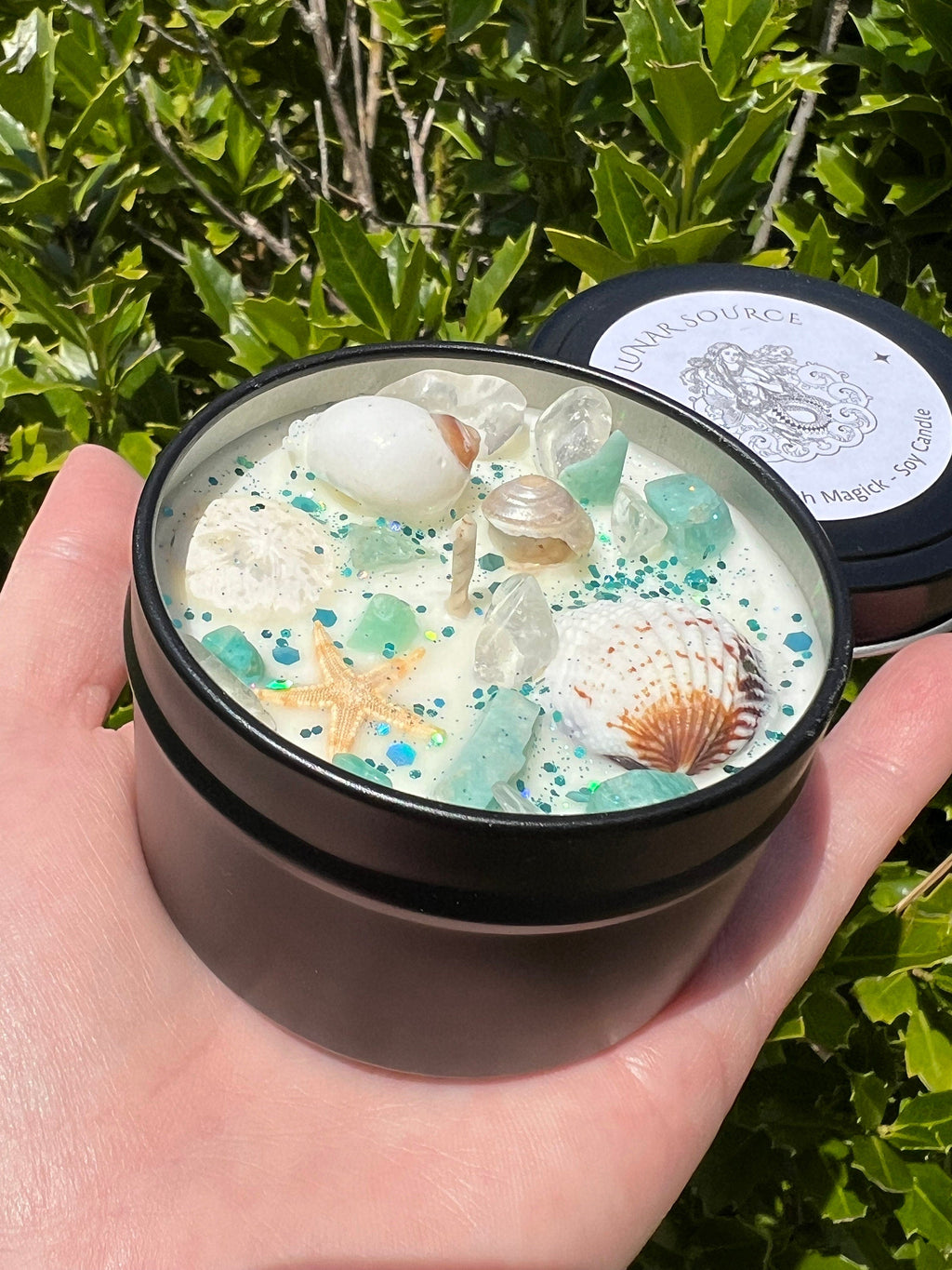 Sea Witch Mermaid Magick Candle | Witchcraft Altar Ritual Spell Ocean Amphirtite Beach Water Goddess Witchy Gift Crystal Herbal Intention | | Wiccan Center