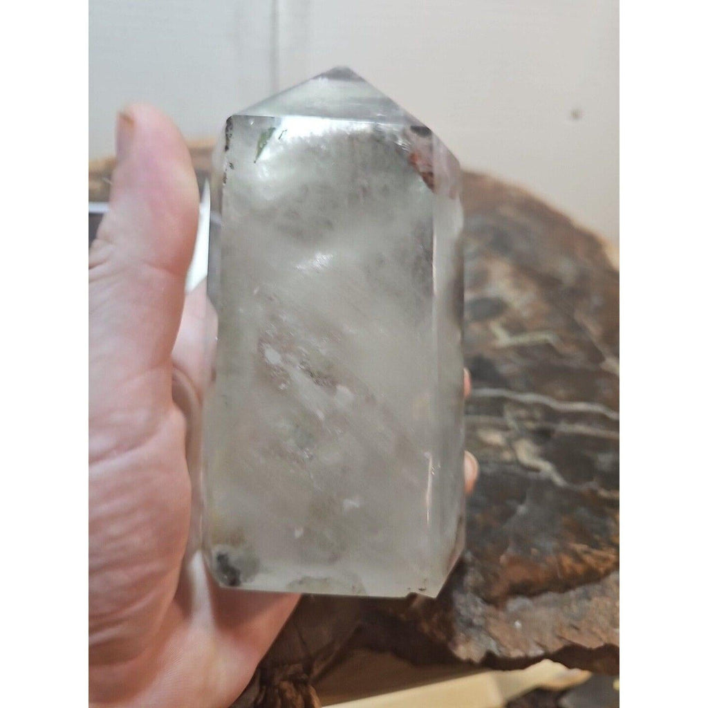 Madagascar Green Ghost Phantom Quartz Obelisk - 1.73LB Vitreous Healing Point | CrystalCloud Company | Crystal Points & Towers | Wiccan Center